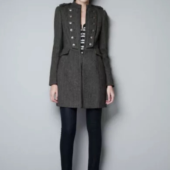 Zara Jackets & Blazers - Zara Military Herringbone Pea Coat